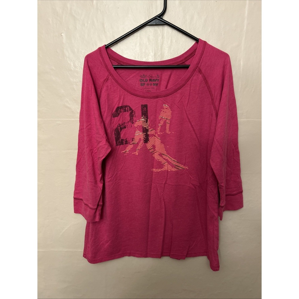 Old Navy XXL Pink Scoop Neck 3/4 Sleeve‎ Top Ski